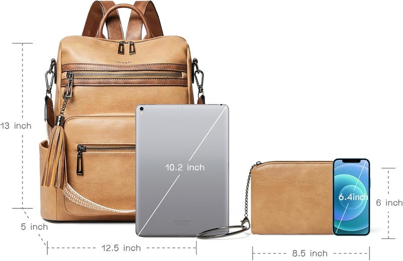 Shrrie Backpack Purse for Women Leather Fashion Designer Travel Backpack Convertible Shoulder Satchel Bag for College Work - Image 3